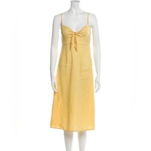 Faithfull The Brand Yellow Linen Midi Dress Size XS